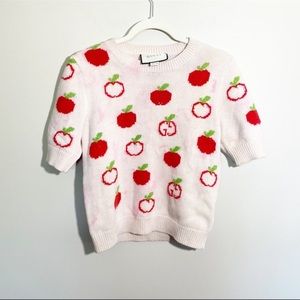 Gucci Off White Jacquard Apple Crew Neck Sweater S